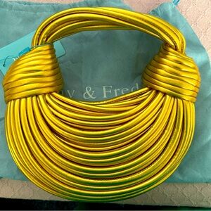 NWT Tiffany & Fred String Leather Gold Bag